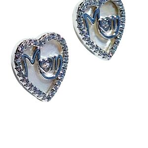Women's Unique 925 Sterling Silver Heart Shape with Cubic Zirconia Earrings
